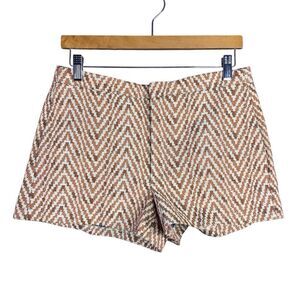 Zara Womens Boho Dress Shorts Chevron Tweed Front Zip Size Medium
